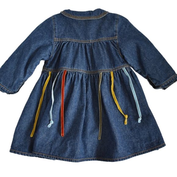 Catimini Denim Jean Dress with  Embroidered Details 18 Months (81 cm) - Picture 7 of 8